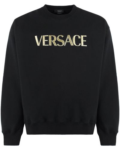 Versace Felpa in cotone con logo - Nero