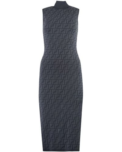 Fendi Jacquard Knit Dress - Blue