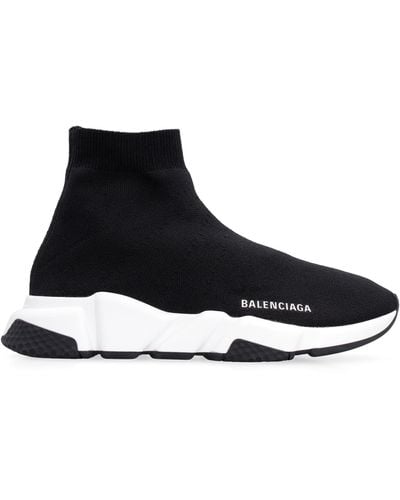 Balenciaga Sneakers speed 2.0 in maglia nera con suola bianca - Nero