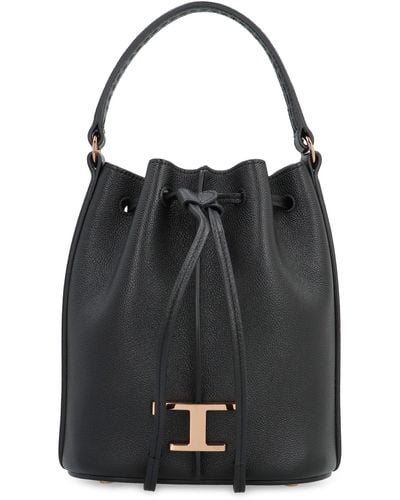 Tod's T Timeless Leather Bucket Bag - Black