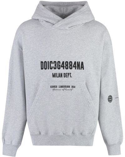 Dolce & Gabbana Felpa in cotone con cappuccio e logo - Grigio