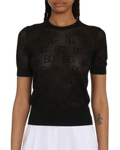 Dolce & Gabbana T-shirt in maglia jacquard - Nero