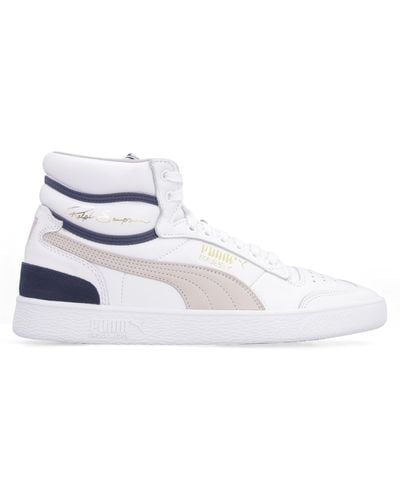 PUMA Ralph Sampson Mid Leather Trainers - White