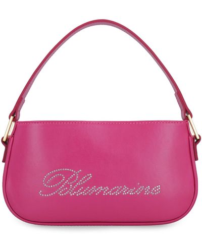 Blumarine Logo Print Leather Handbag - Purple
