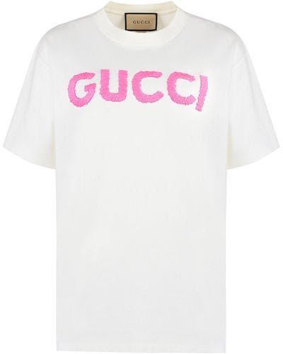 Gucci T-shirt A Maniche Corte In Jersey Di Cotone - Bianco