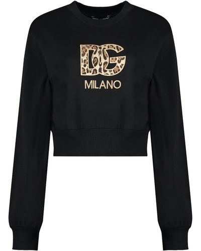 Dolce & Gabbana Felpa in cotone con logo - Nero