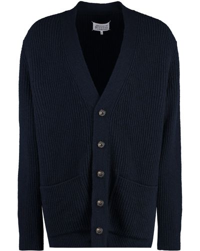 Maison Margiela Cardigan in lana e cachemire - Blu