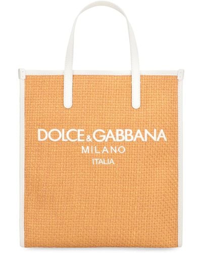 Dolce & Gabbana Raffia Tote Bag - Orange