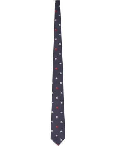 Etro Cravatta in seta con logo all-over - Blu