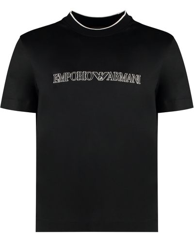 Emporio Armani T-shirt girocollo in misto cotone - Nero