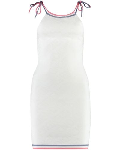 Fendi Mini-abito in maglia jacquard - Bianco