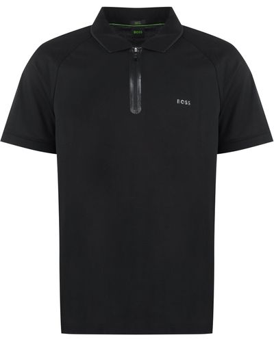 BOSS Polo a maniche corte in cotone stretch - Nero