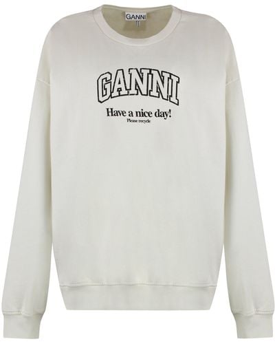 Ganni Cotton Crew-neck Sweatshirt - White