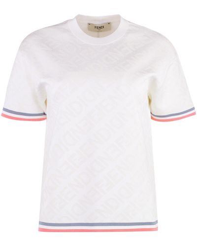 Fendi T-shirt in maglia jacquard - Bianco