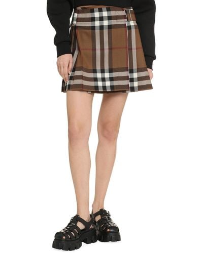 Burberry Check Pattern Wool Skirt - Black