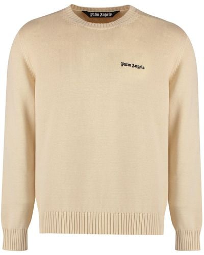 Palm Angels Cotton Crew-Neck Sweater - Natural