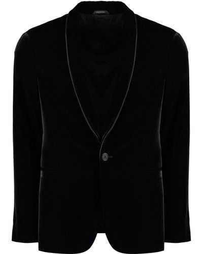 Giorgio Armani Single-breasted Velvet Jacket - Black