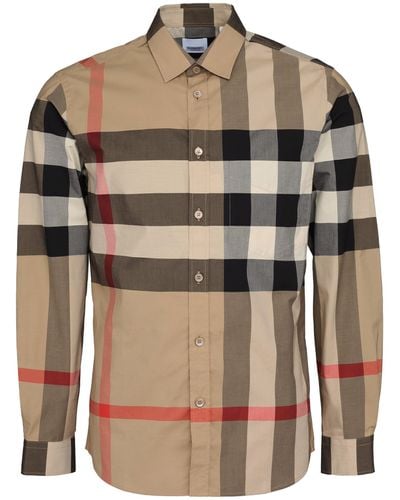 Burberry Somerton Check-print Relaxed-fit Stretch-cotton Shirt - Brown