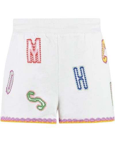 Moschino Shorts in felpa ricamatati - Bianco