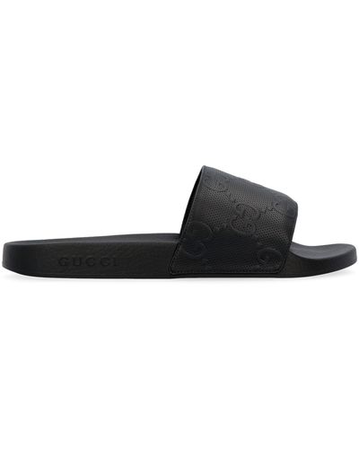 Gucci Sandalo Slider Con Motivo GG - Nero