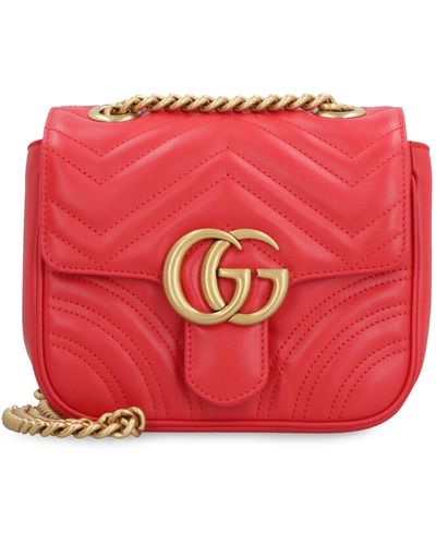 Gucci Mini borsa a spalla GG Marmont in pelle - Rosso