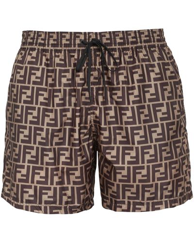 Fendi All-Over Logo Swim Shorts - White