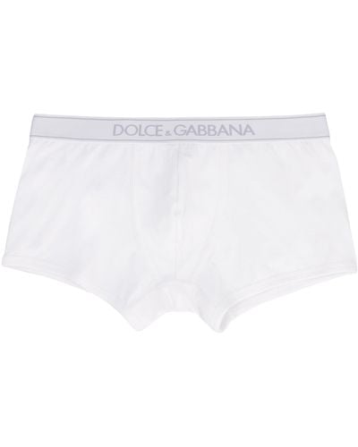 Dolce & Gabbana Boxer in cotone con banda elastica logata - Bianco