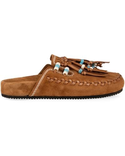 Alanui Salvation Mountain Suede Mules - Brown