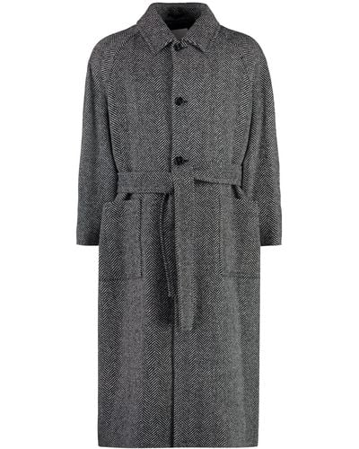 GANT Single-Breasted Wool Coat - Grey
