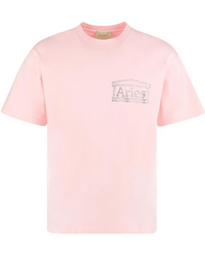 Aries Logo Cotton T-shirt - Pink