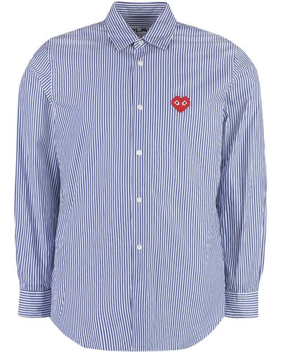 COMME DES GARÇONS PLAY Striped Cotton Shirt - Blue