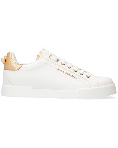 Dolce & Gabbana Portofino Leather Low-top Sneakers - White