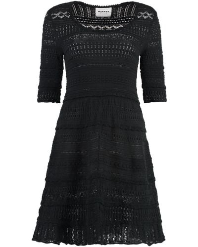 Isabel Marant Embroidered Cotton Mini Dress - Black