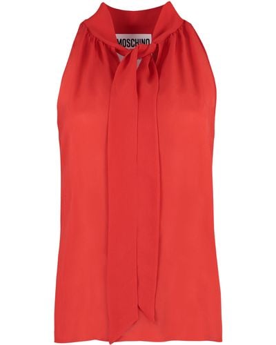 Moschino Silk Blouse With Bow - Red