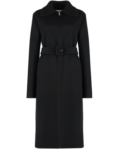 Jil Sander Cappotto in lana e angora - Nero