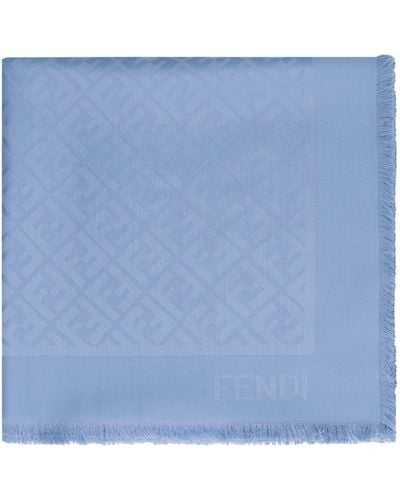 Fendi Wool And Silk Blend Shawl - Blue