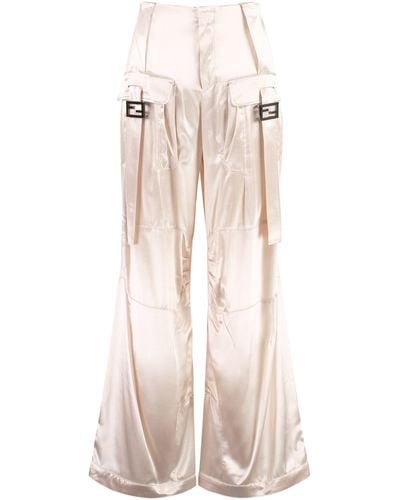 Fendi Viscose Cargo Trousers - White
