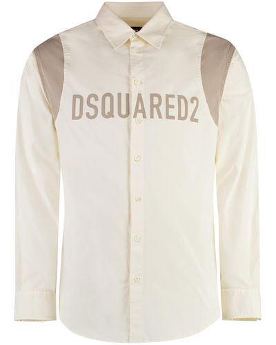 DSquared² Varsity Stretch Cotton Shirt - Natural
