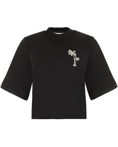 Palm Angels T-shirt girocollo in cotone - Nero