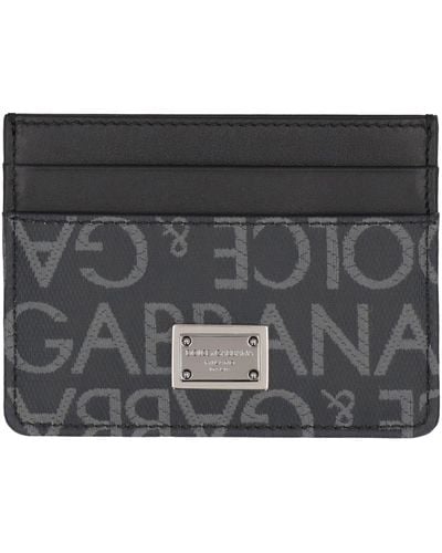 Dolce & Gabbana Logo Detail Leather Card Holder - Gray