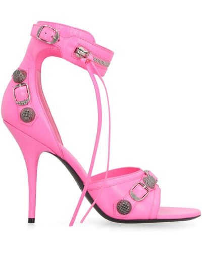 Balenciaga Cagole Leather Sandals - Pink