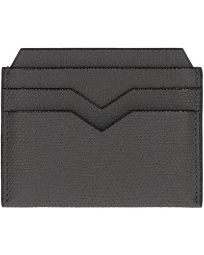 Valextra Leather Card Holder - Gray