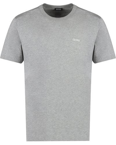 Zegna T-shirt in cotone con logo - Grigio