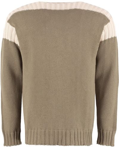 Fendi Color-Block Cotton-Cashmere Sweater - Natural