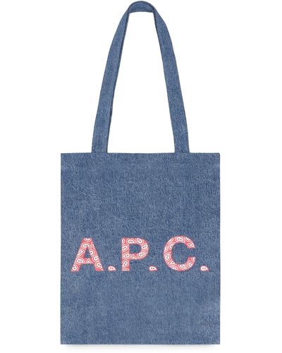 A.P.C. Tote bag Lou in tela - Blu