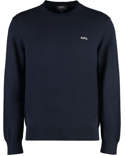 A.P.C. Melville Cotton Crew-neck Sweater - Blue