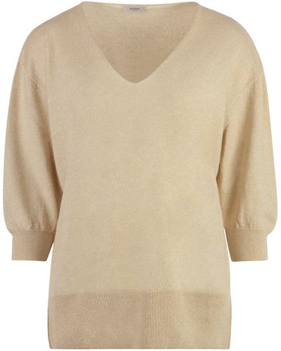 Agnona Cashmere And Linen Sweater - Natural