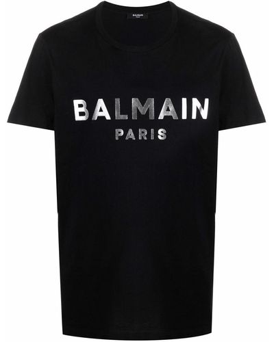Balmain Logo Print T-Shirt - Black