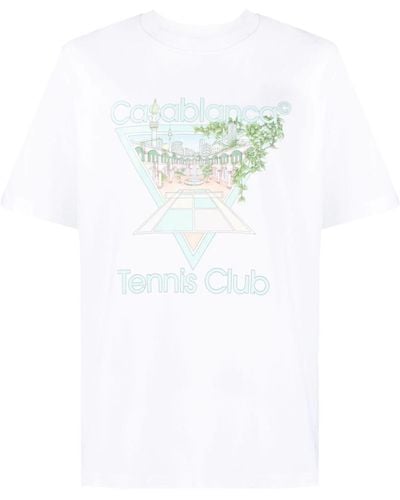 Casablancabrand Tennis Club Pastelle Print T-Shirt - White