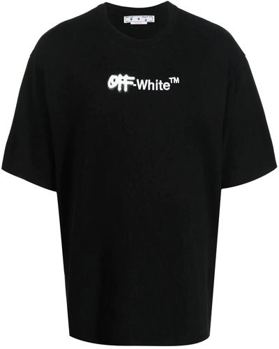 Off-White c/o Virgil Abloh Off- Spray Helvetica Logo Embroidered T-Shirt - Black